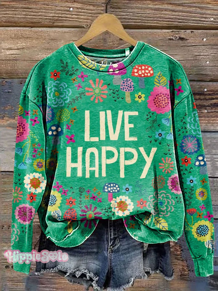 Floral Art Print Casual Sweatshirt Multicolor / S