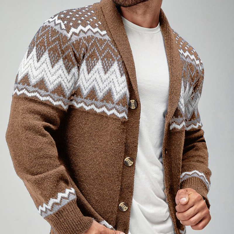 Men's Solid Color Long Sleeve Knitted Cardigan