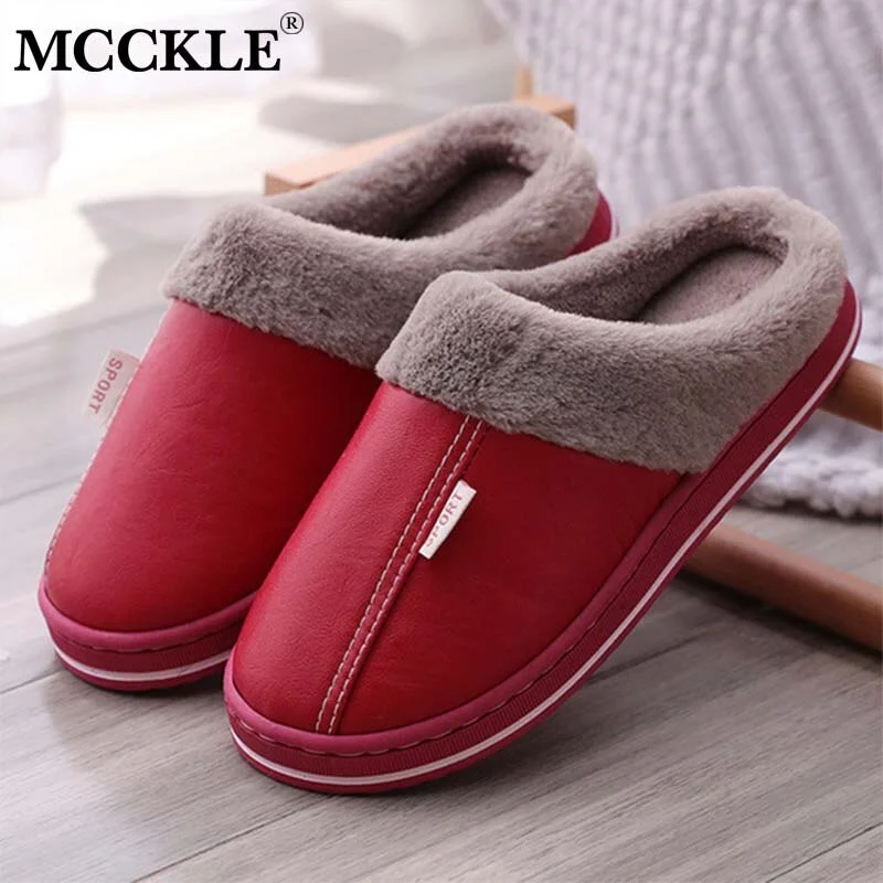 Qengg MCCKLE Women's Home Slippers Plush Warm House Shoes for Women 2021 Non-slip Soft Winter Indoors Bedroom Couples Floor Slipper