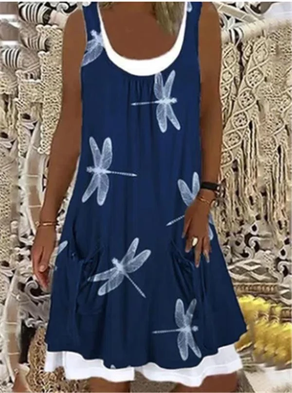 Crew Neck Sleeveless Dresses