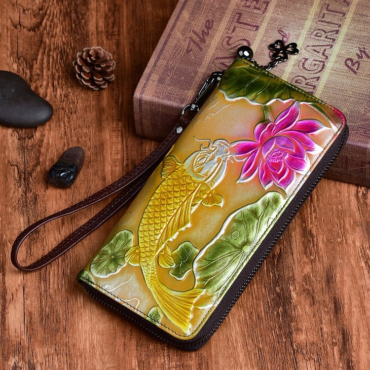 Vegetable Tanned Leather Hand-polished Long Retro Wallet