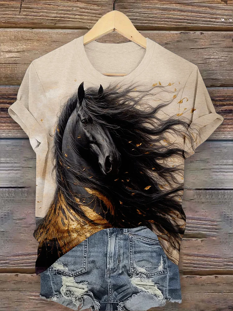 Horse Art Gift Printed T-shirt for Horse Lovers