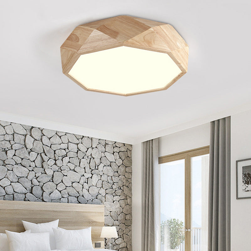 Contemporary Diamond Flush Mount Bedroom Ceiling Light Wood / 18&rsquo; Natural