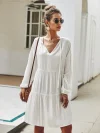 Long-sleeved Strappy Loose Dress White Dresses