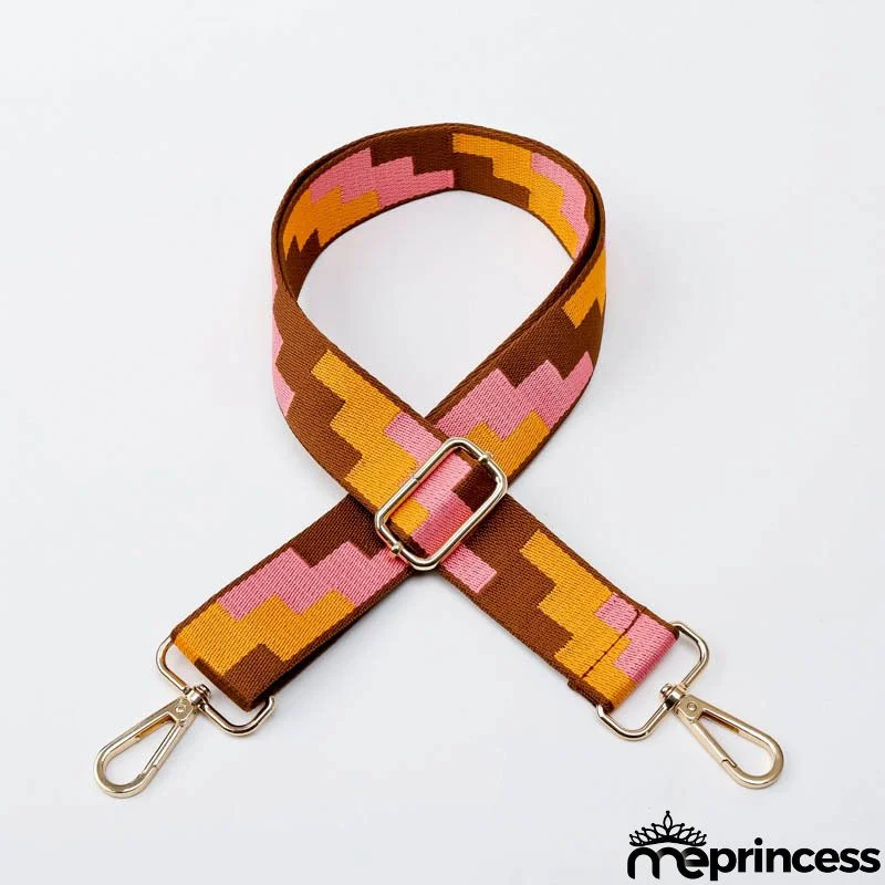 Women Fashion Color Block Adjustable Decompression Replacement Long Strap Bag Accessories