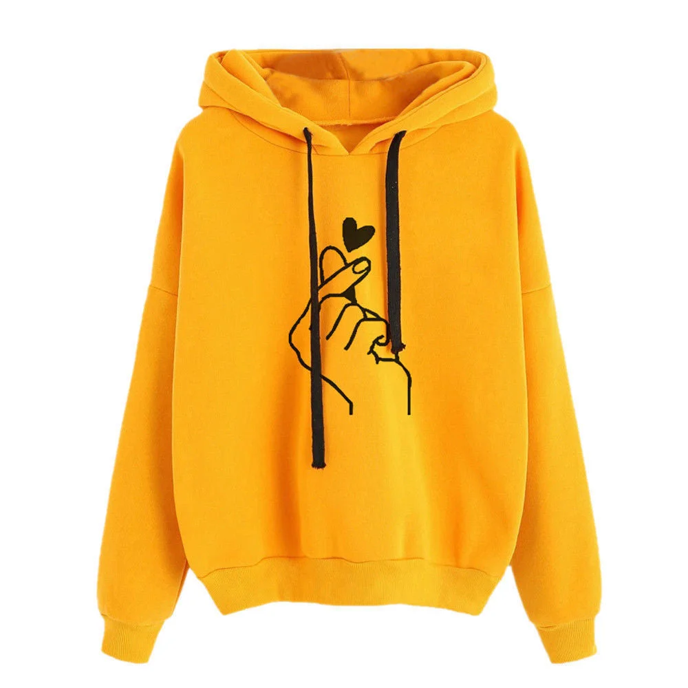 Brownm Casual Print Long Sleeve Hooded Women's Multicolor Sweater