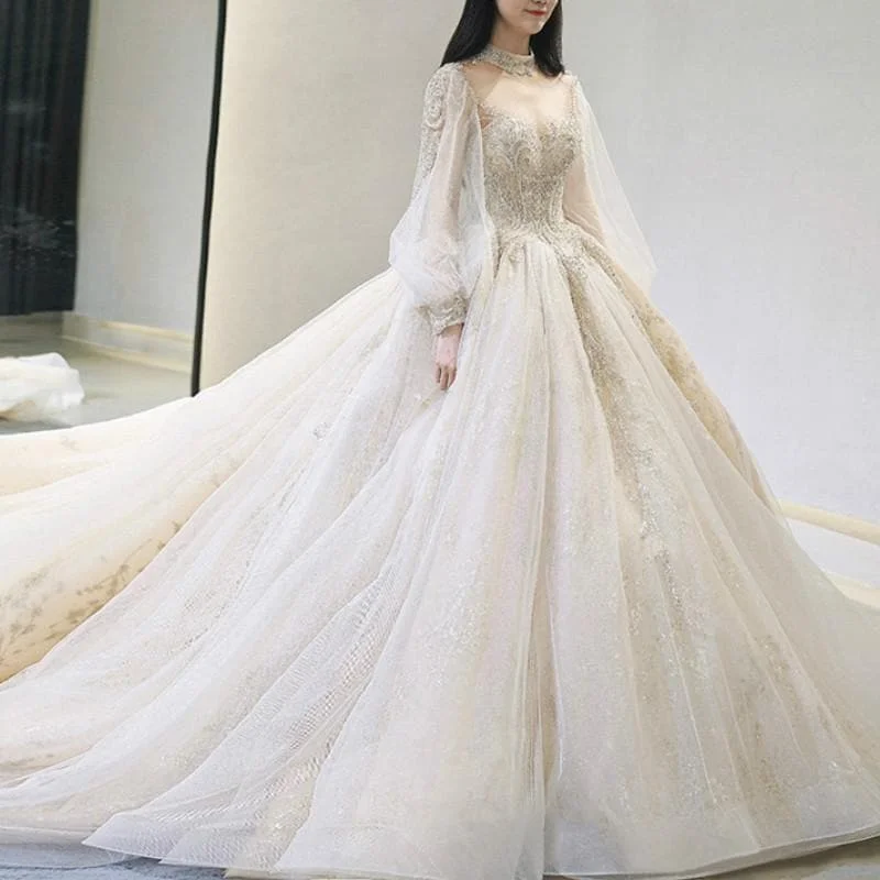 Sweet Paillette Maxi Wedding Dress SP14573