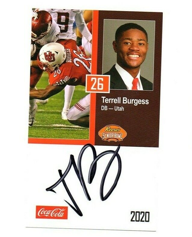 Terrell Burgess Utah Utes Signed Autograph 2020 Senior Bowl Football Card e