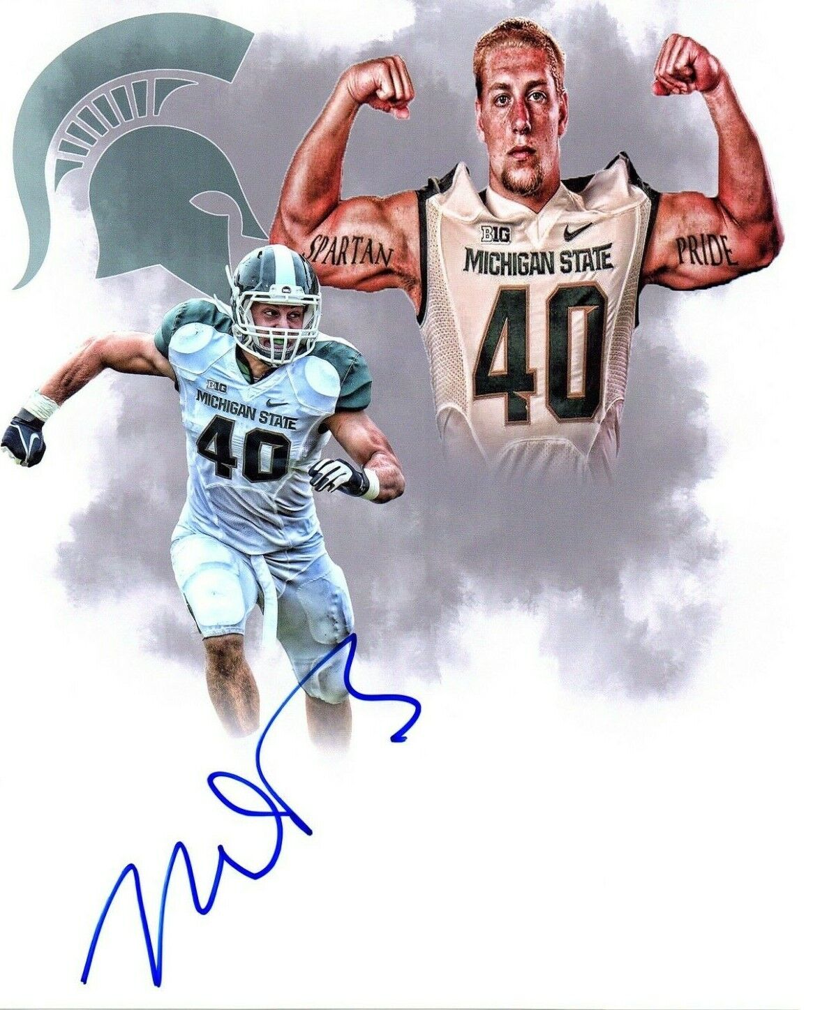 Max Bullough Michigan State signed autographed 8x10 football Photo Poster painting 2013 Champs d