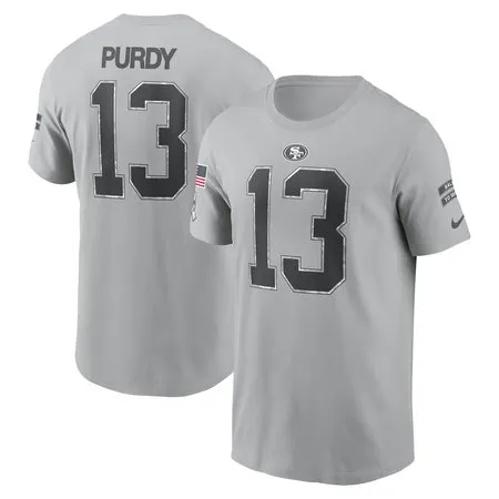 Men's San Francisco 49ers Brock Purdy  Gray 2024 Salute To Service Name &amp; Number T-Shirt
