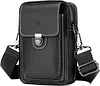 G&uuml;rteltasche Leder Herren H&uuml;fttasche mit G&uuml;rtelschlaufe Handytasche mit Geldb&ouml;rse Vintage Kleine Umh&auml;ngetasche Schultertasche Vertikale Handyh&uuml;lle Geldbeutel 7 Zoll Braun