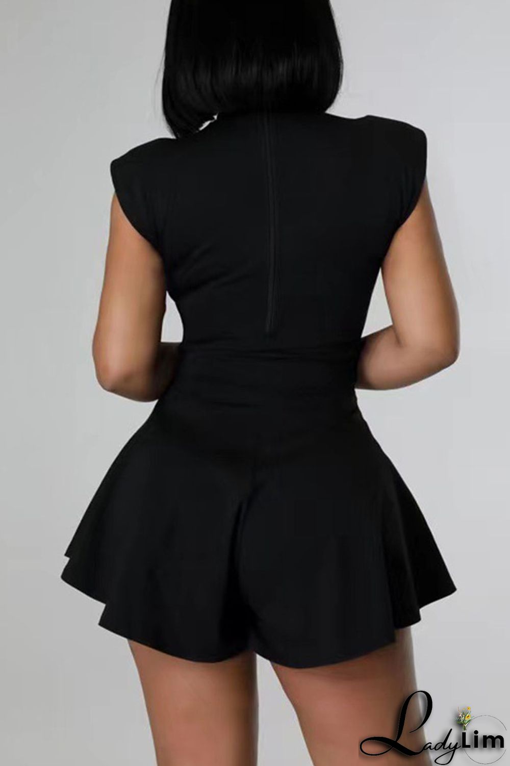 Pink Casual Solid Split Joint Fold O Neck Sleeveless Two Pieces