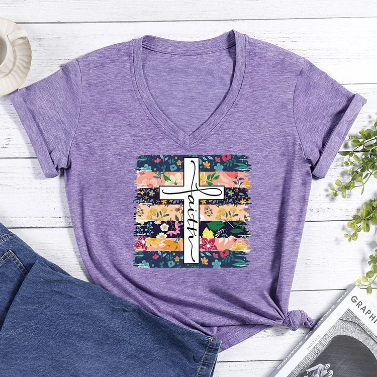 Faith V-neck T Shirt-Annaletters