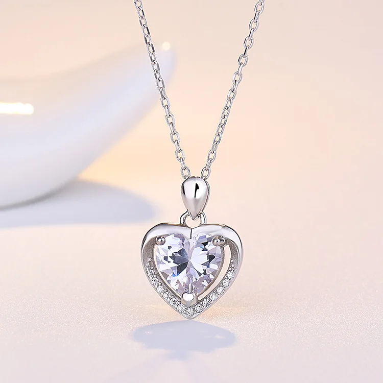 Sterling Silver Sapphire Heart Pendant Heart of the Ocean