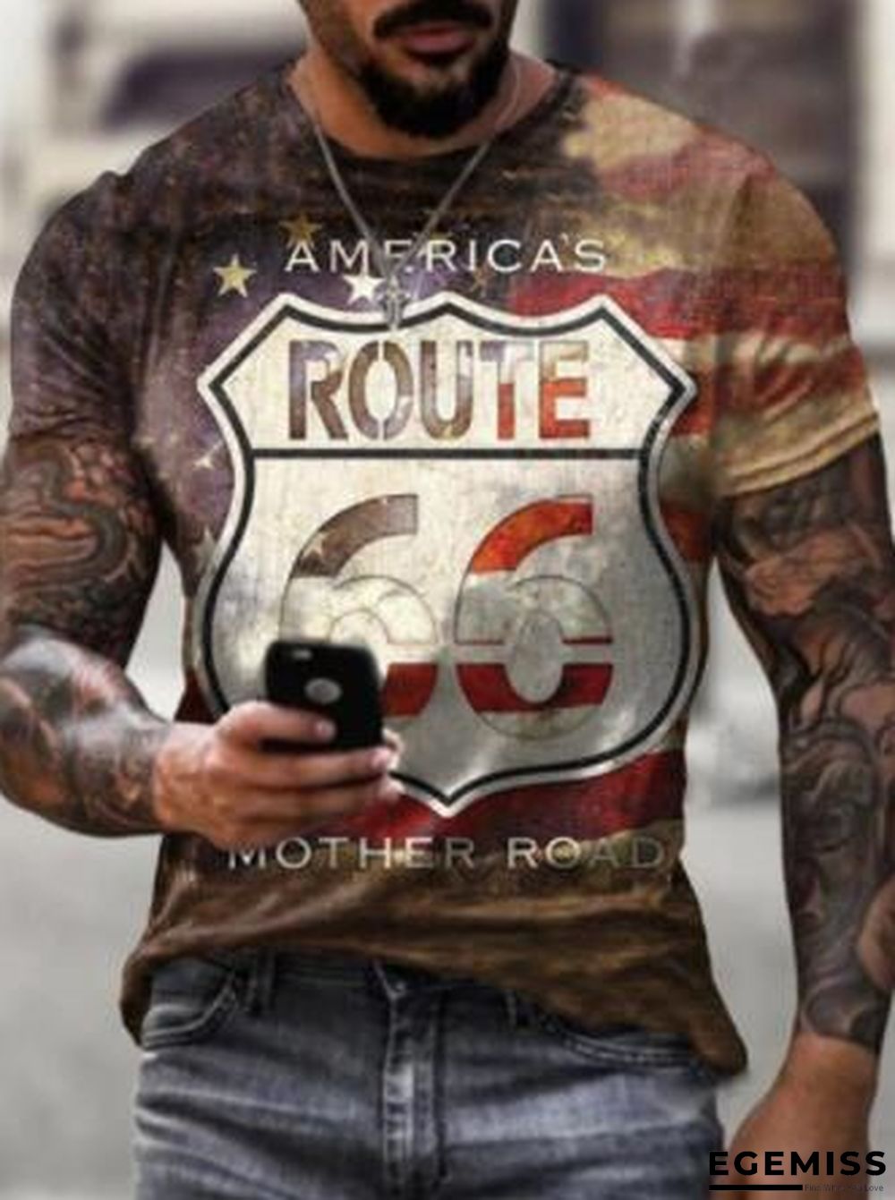 Men's Animation Loose Youth Sports Round Neck Bottomed T-shirt | EGEMISS