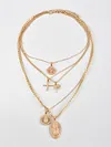 Fashion Coconut Tree Portrait Embossed Pendant Multilayer Necklace