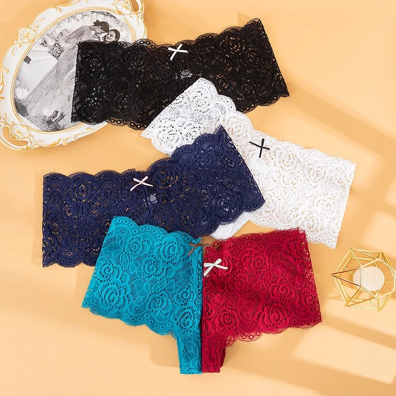 Sexy Women's Panties Boyshort Soft Comfortable Lace Underpants Female Transparent Hollow Out Knickers Underwear Lingerie