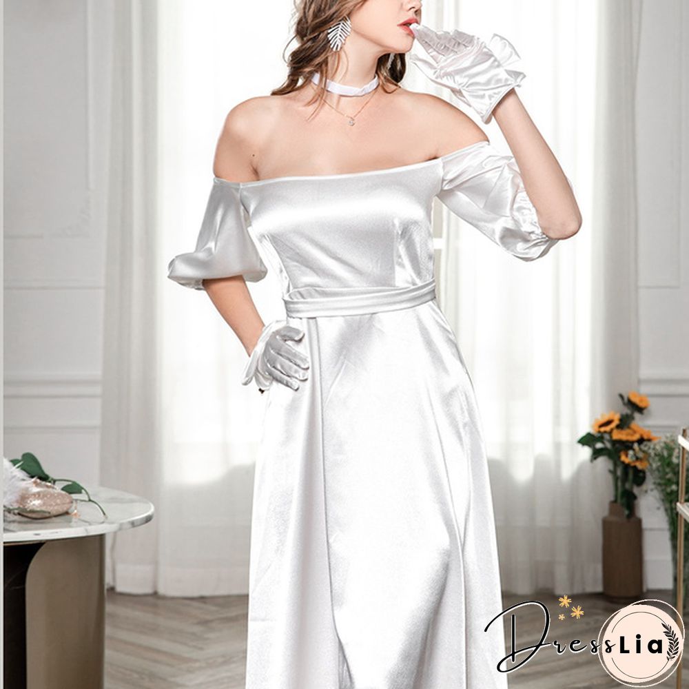 Fashion Puff Sleeve Tube Wedding Party Off Shoulder Dress