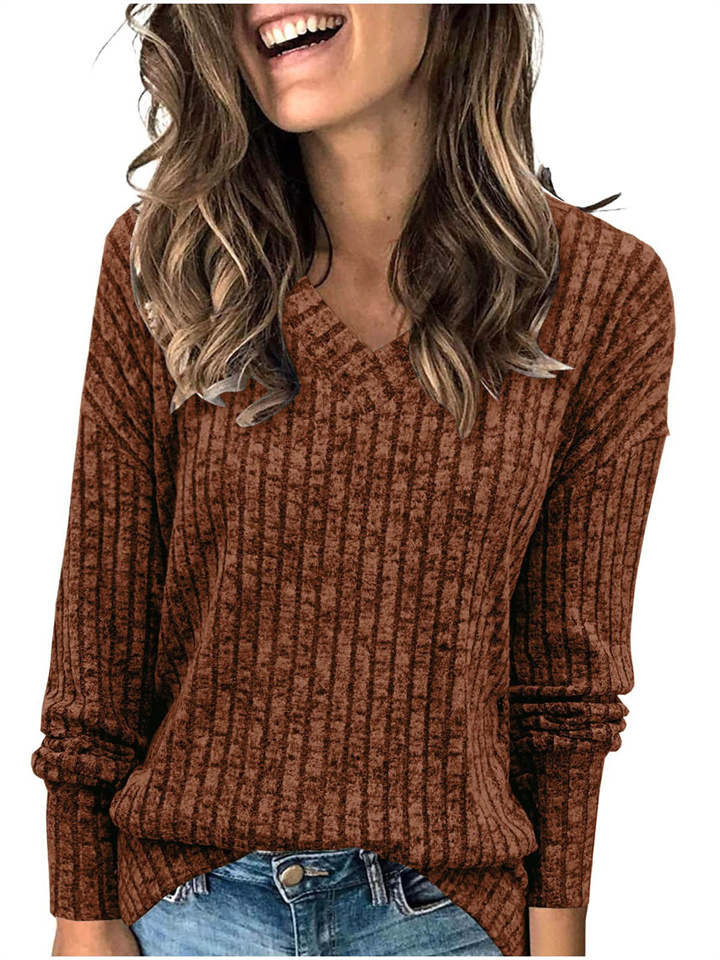 Fall and Winter New Strapless Buttons Loose Long-sleeved T-shirt Temperament Commuting Tops Casual Women's Clothing-JRSEE