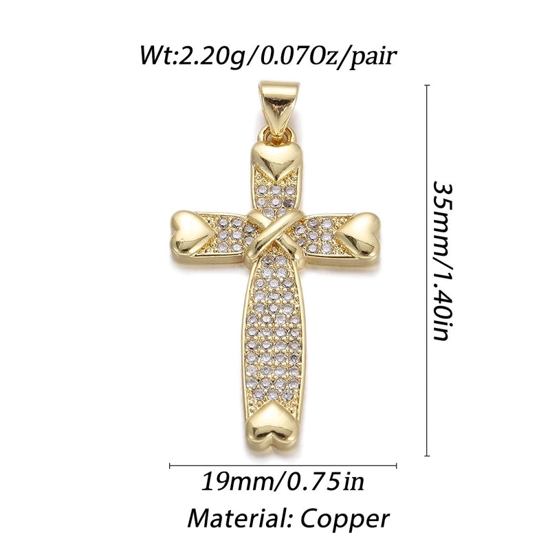 1 Piece Copper Zircon Cross Pendant