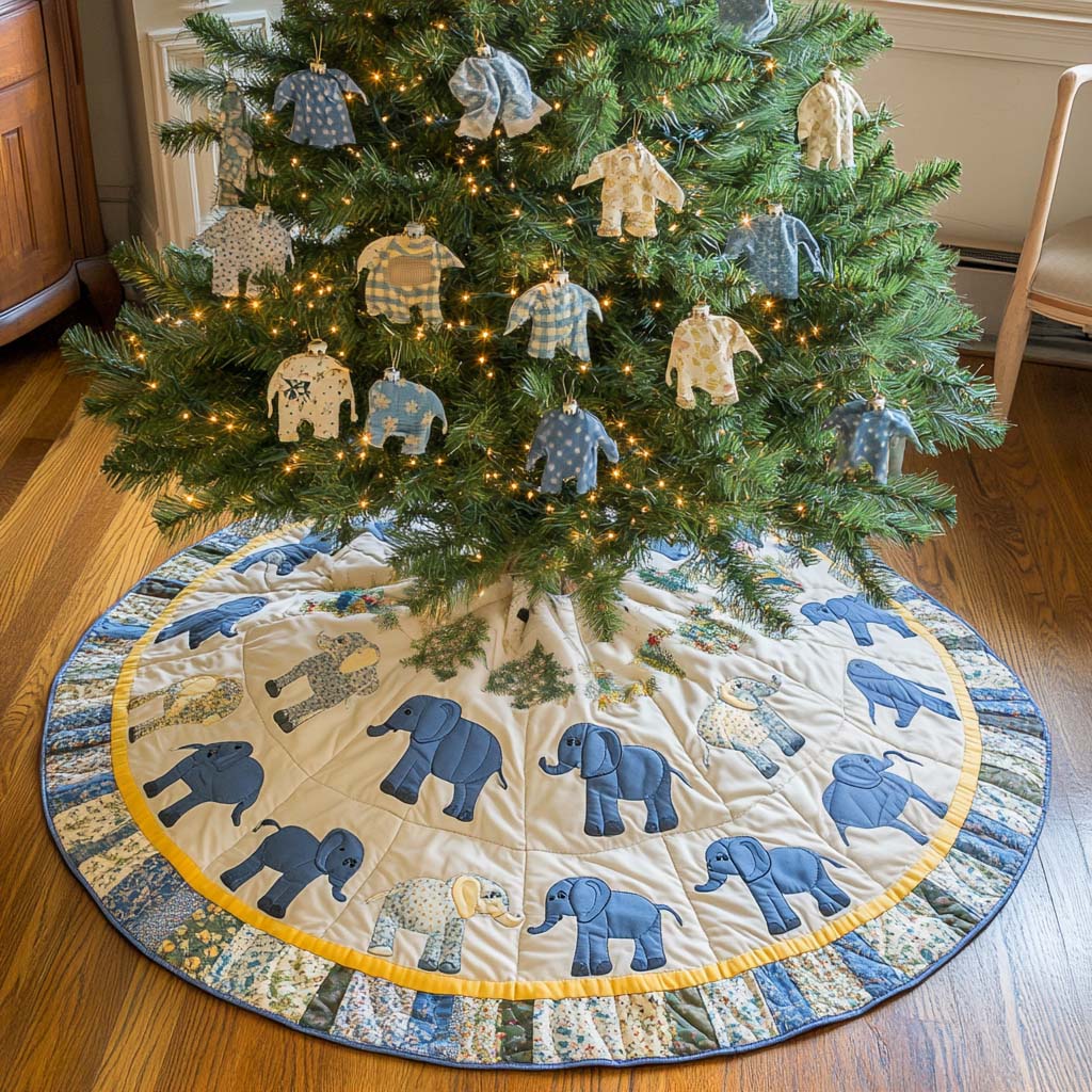 Whimsical Hues Christmas Quilted Tree Skirt NCU0NT2237