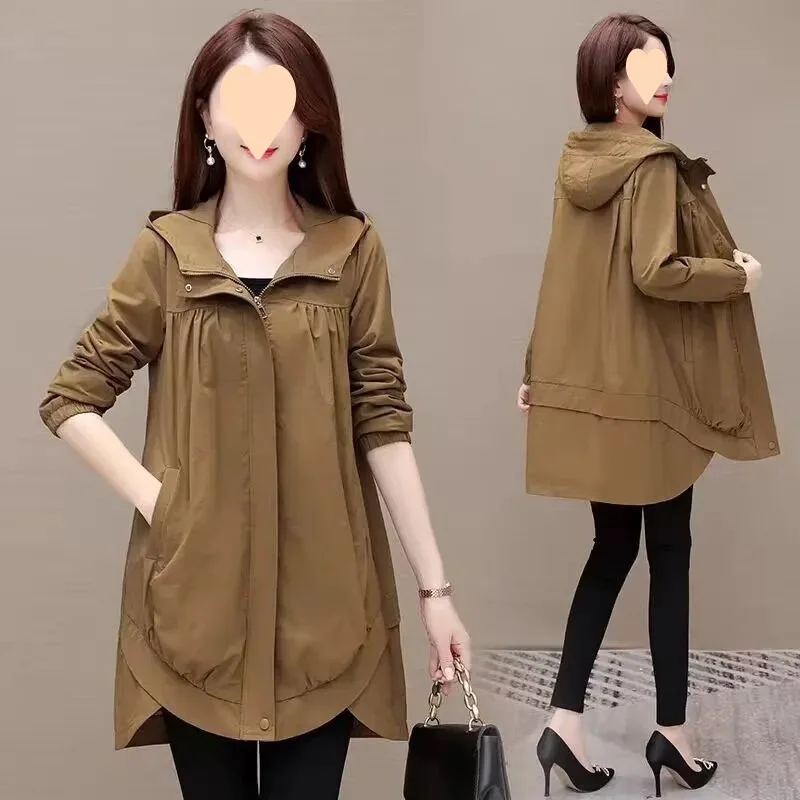 Woherb Women's Trench Coat Lady 2024 Spring And Autumn New Large Size Loose Thin Casual Versatile Long Coat Female Coat-Outfit Ideas