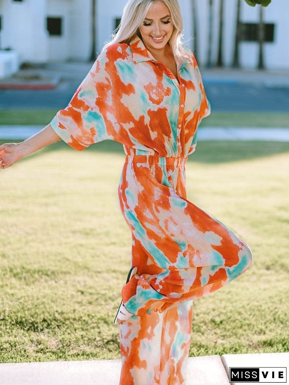 Casual Multicolor Printed Button Shirt Dress
