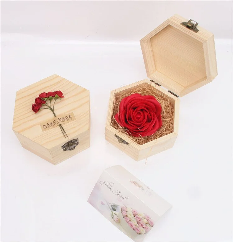 Wooden Box Luminous Rose Soap Flower Love Gift Box Birthday Valentine's Day Gift Giveaway Aromatherapy Artificial Flowers