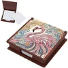 Wooden DIY Flamingo Diamond Painting Kit Note Box with 160 Papers for Office