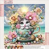 Diamond Painting-DIY Crystal Rhinestone Beach Cat