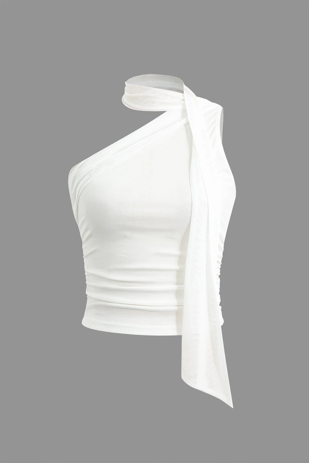 Brownm one shoulder tank top with scarf