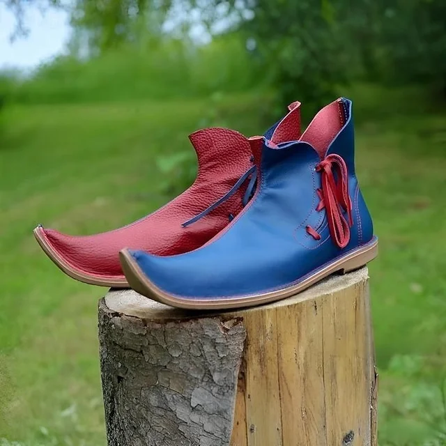Vintage Medieval Renaissance Shoes Boots Flat Jazz Boots Fairy Ranger Elven Color Block Fancy Dress Men's Women's Celtic Pirate Fantasy Halloween Carnival Masquerade Casual Daily LARP Ren Faire