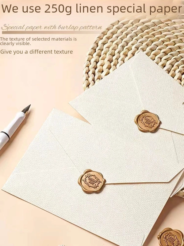 Vintage Linen Texture Envelope Paper Set Special Paper For Letters Invitations Postcards Wax Seal Envelope