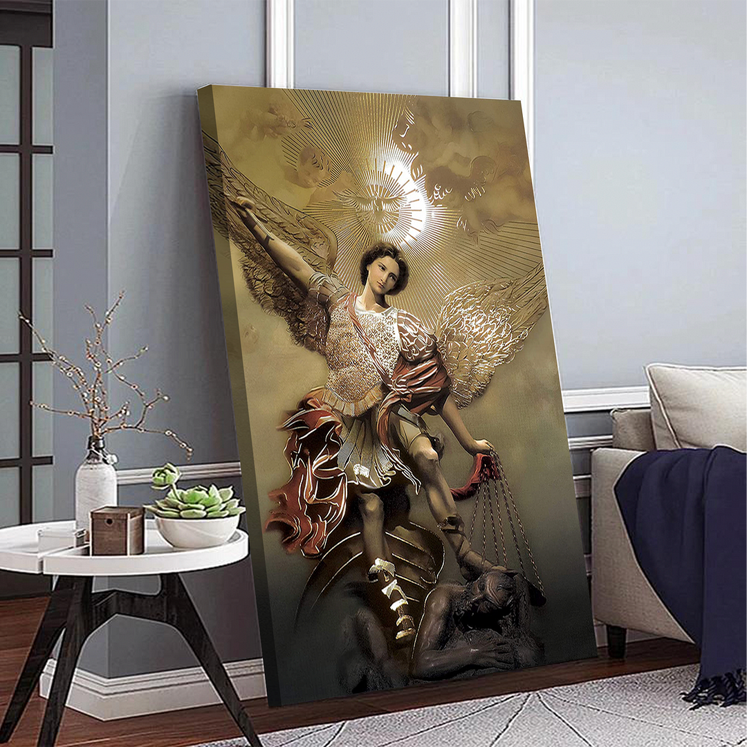 The Golden Saint Michael Canvas Wall Art