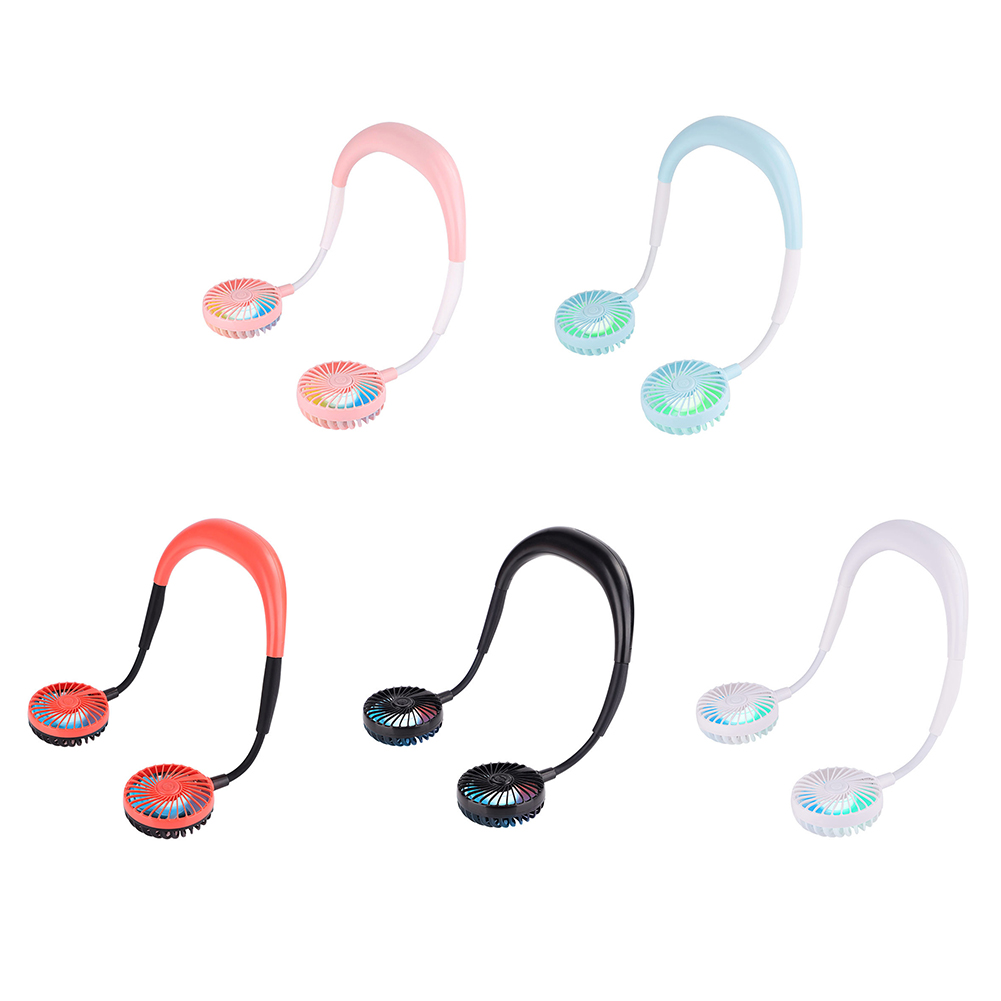 

3 Speed Hanging Neck Fan Mini Portable USB Charging Small Fan with Light, White, 501 Original