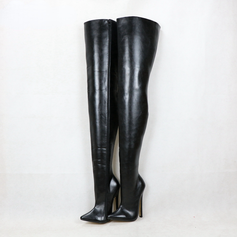 VCSHOES Brown Boots For Women 18cm Drag Queen Crotch Thigh High Fetish Unisex Boot Plus Size 15 Over Size No Strech