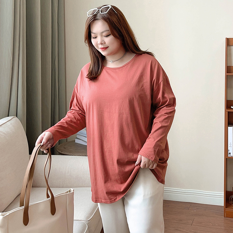 Ultra-Comfort Cotton Plus-Size Slimming Tee - Autumn Relaxed Fit