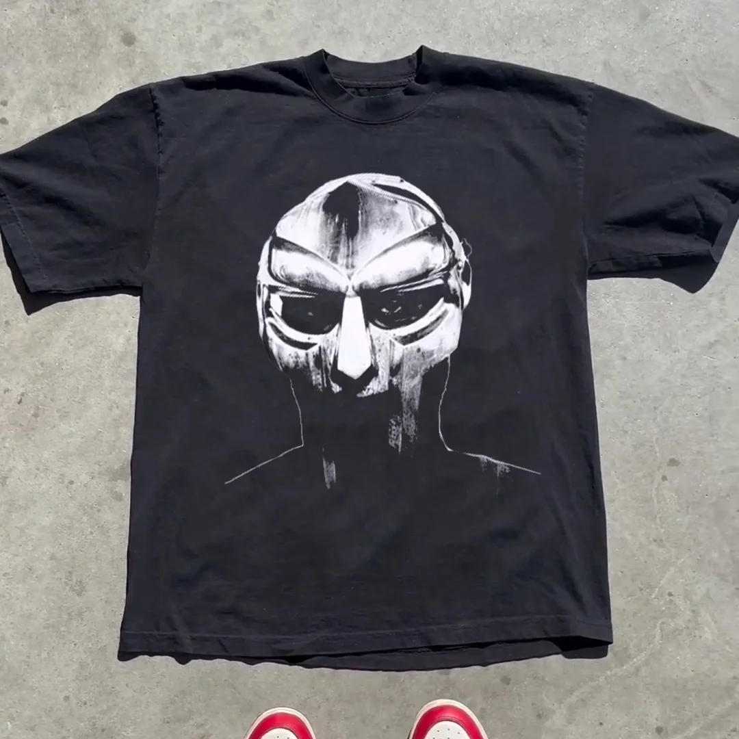 Street Style MF Doom Print Short Sleeve T-Shirt