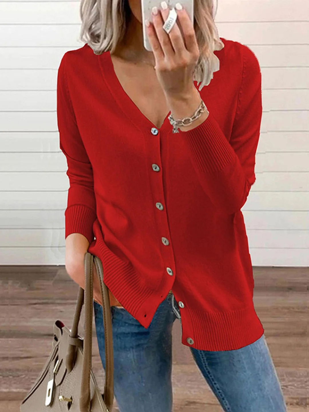 2022 Fashion  Long Sleeve Sweater Knitted Cardigan