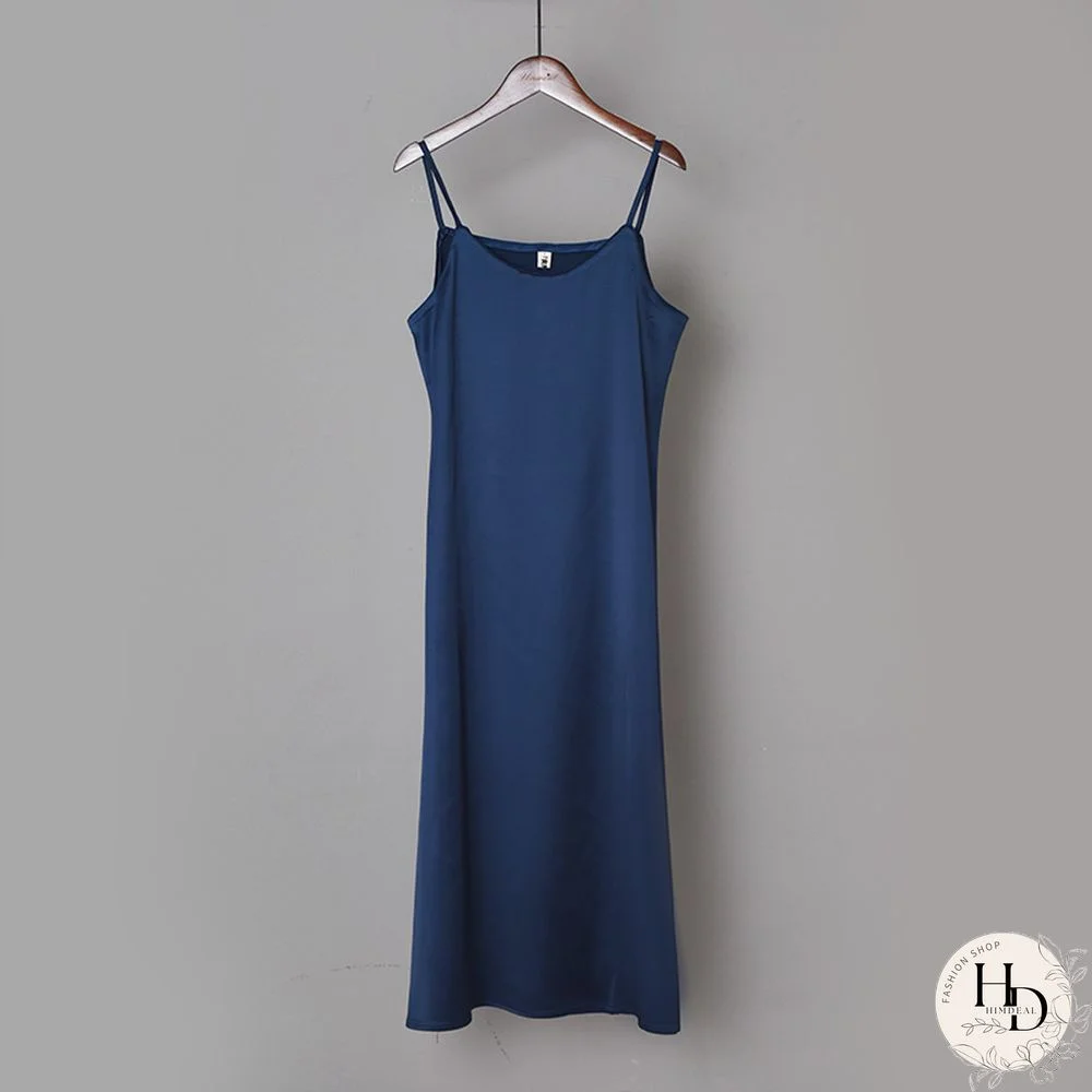 Ordfree Summer Women Long Satin Slip Dress Spaghetti Strap Elegant Lady Sexy Satin Party Dress S-4XL
