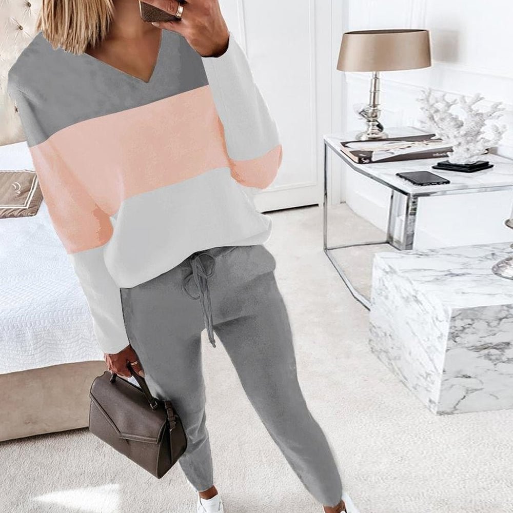 Grey Color Block Two Piece Set