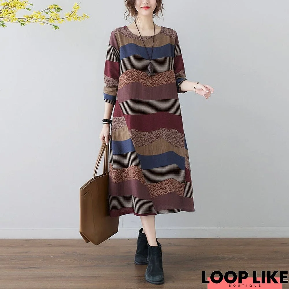 Women's Dress Autumn Women's Long Sleeved Cotton Linen Dress