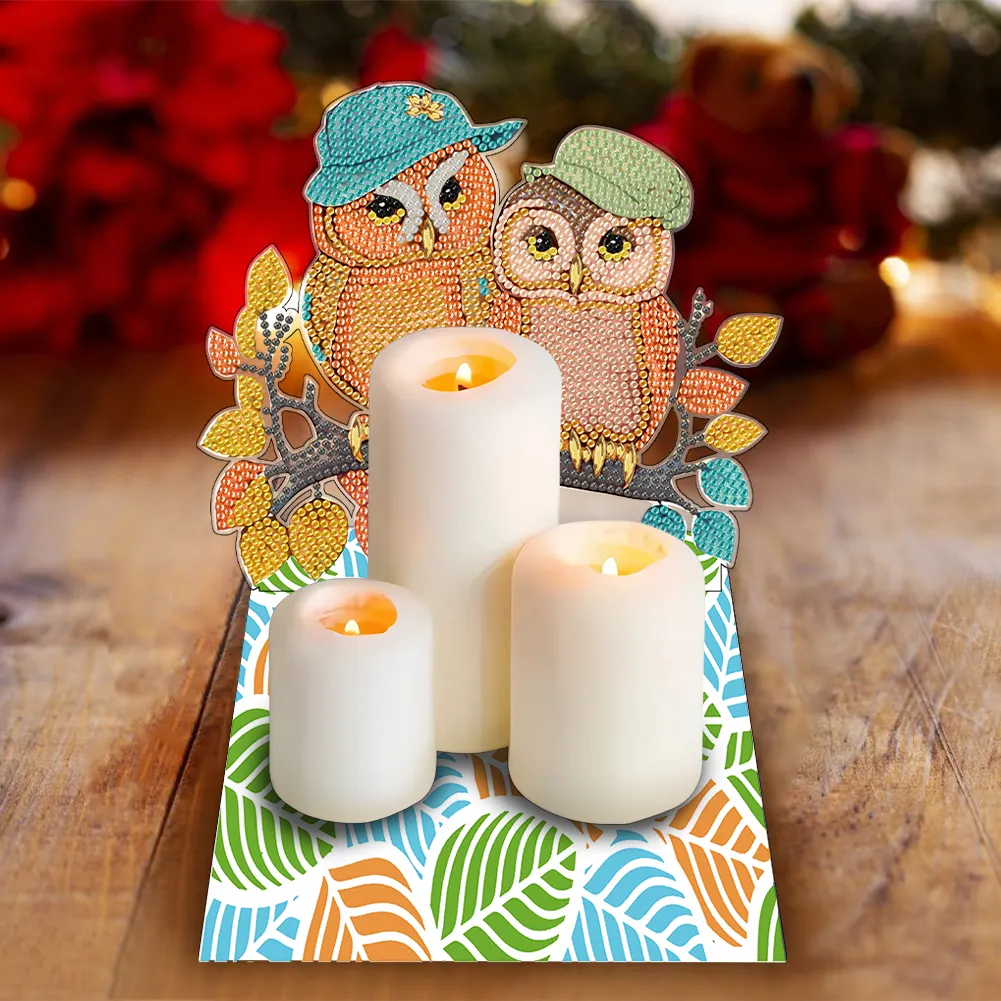 Round Diamond Painting Desktop Decor for Office Desktop (Travelling Resting Owl)