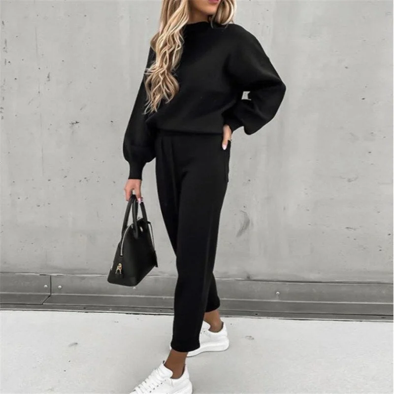 Yvlvol women tracksuit spring autumn warm fleece 2 pieces sets female hoodies + pants Outfit Jogger Pants 2021