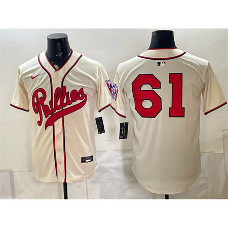 Men's Philadelphia Phillies #61 Cristopher Sanchez Cream 2026 Field of Dreams Stadium Stitched Baseball Jersey