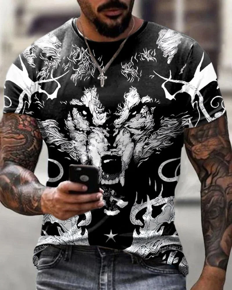 Men Print Casual T-shirts-34