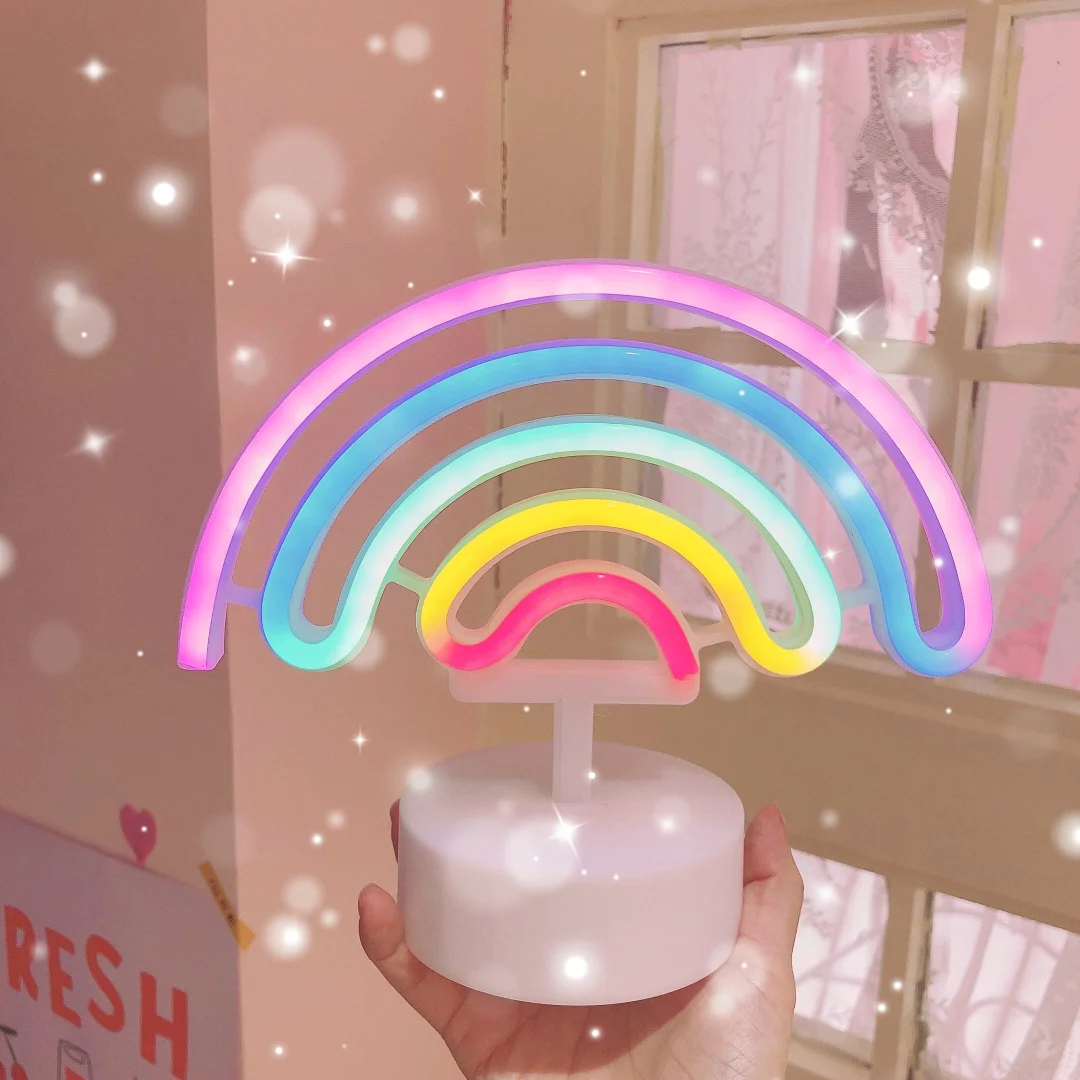 W&G Cute Rainbow LED Unicorn Neon Sign Night Light Home Kids Bedroom Indoor Lighting Decor Lamp Lovely LED Night Light 2021 New