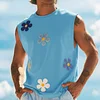 Men's Casual Surf-Style Tank Top With Floral Embroidery by Inlyline