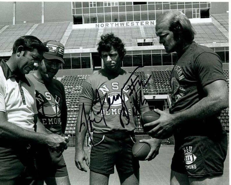 Joe ferguson signed football northwestern nsu w terry bradshaw 8x10 Photo Poster painting