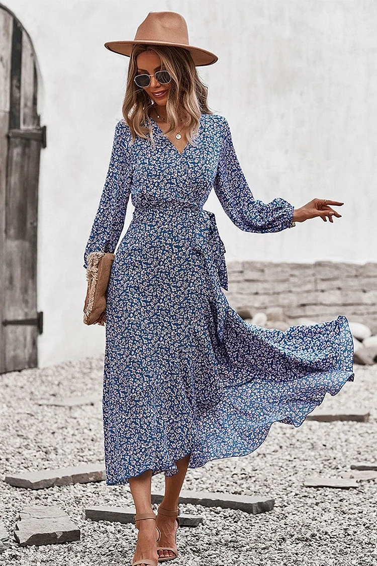 Luditu Midi Dress, Autumn Dress, Claire in Blue